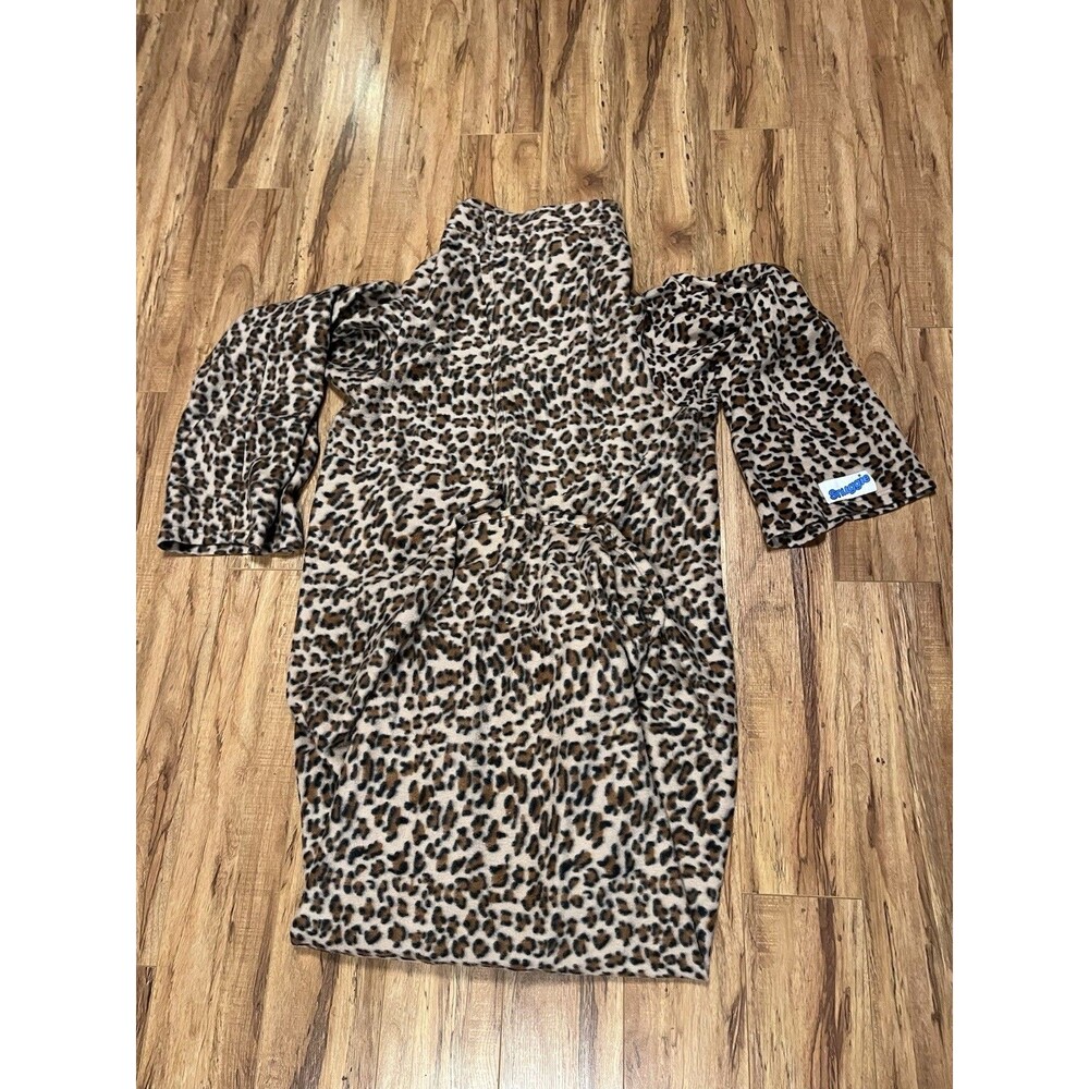 Leopard Print Snuggie Wild Side Super Soft Fleece Blanket with Sleeves One size